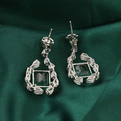 10.92 Carat Zambian Emerald 4.26 Carat SI/H Diamond Earrings 18 Karat White Gold