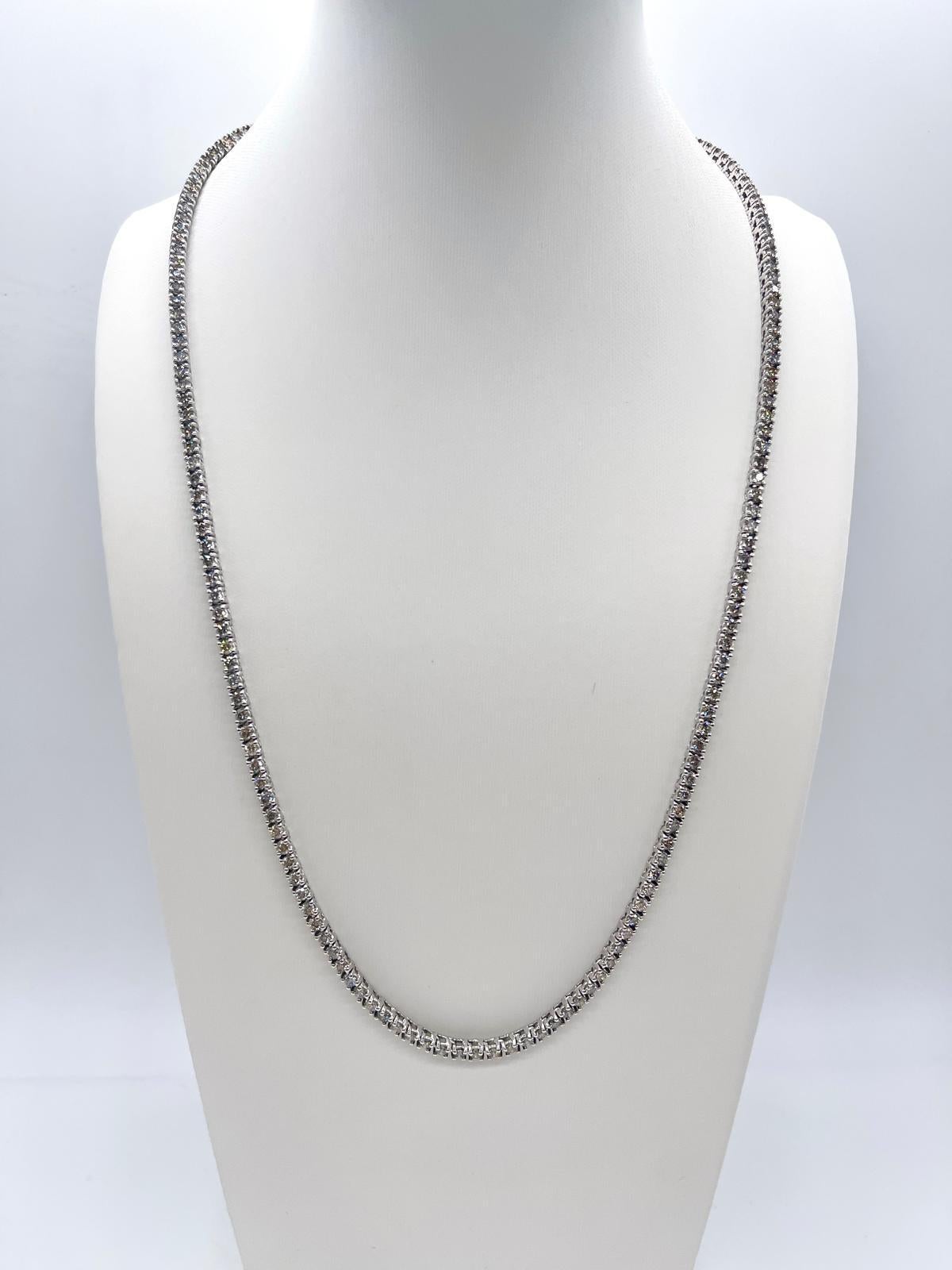 10,93 Karat natürlicher Diamant-Tennis-Halskette aus 14K Weißgold 22"