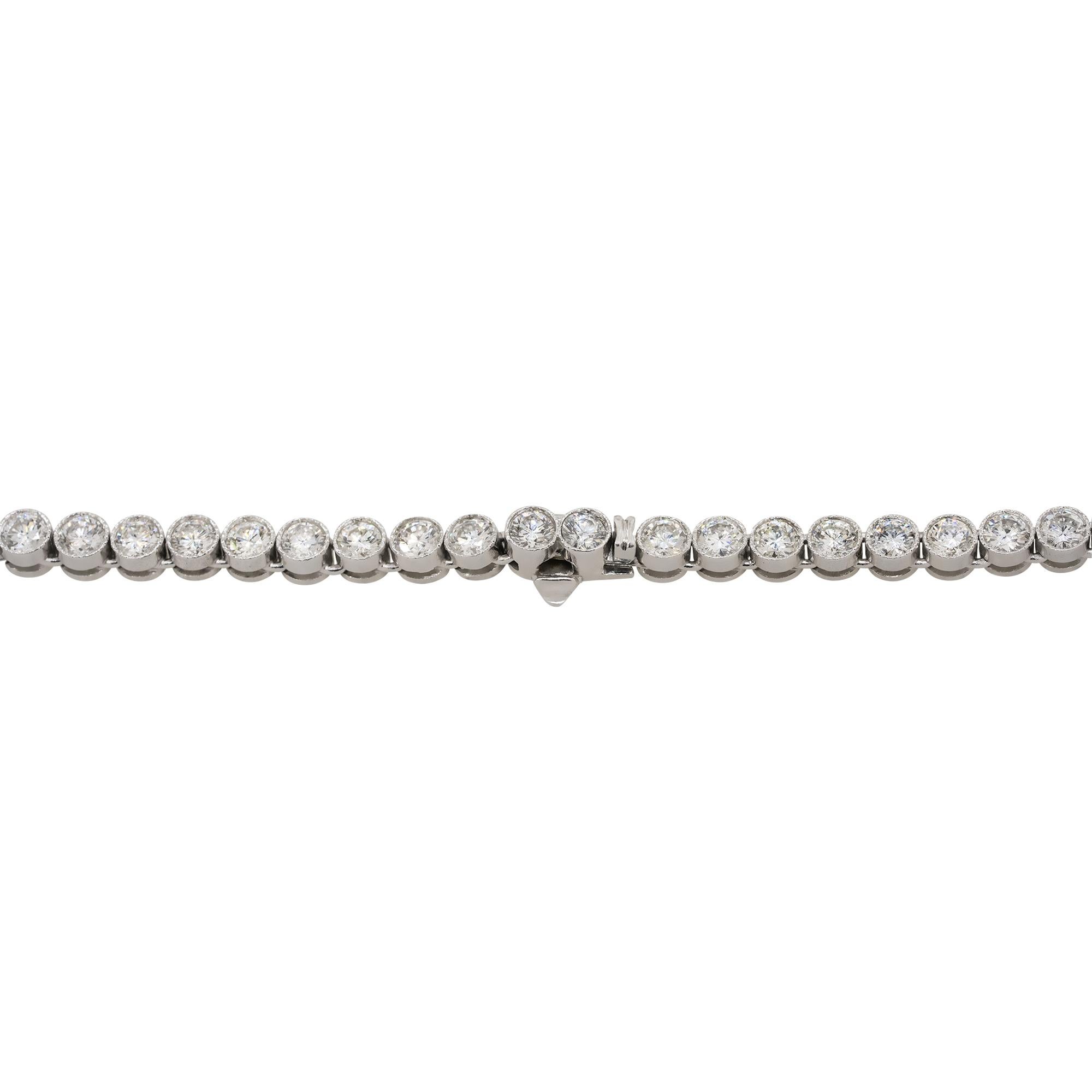 Natural 10.93 Carat Diamond Bezel Set Platinum Tennis Necklace In Stock 2