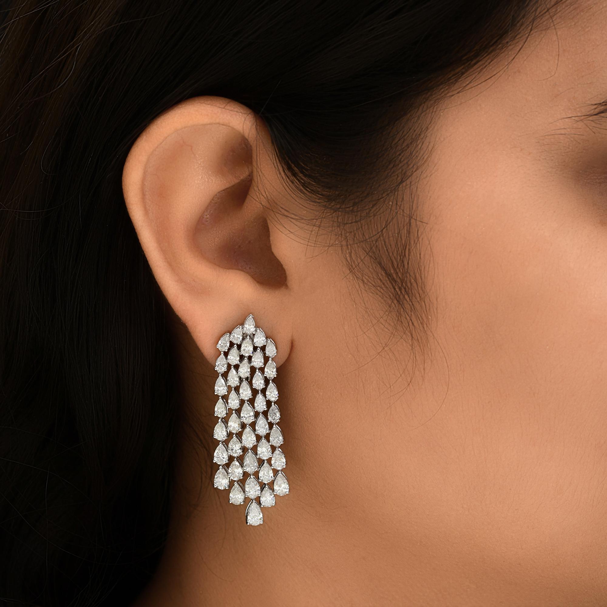 Modern 10.93 Carat SI/H Pear Brilliant Cut Diamond Earrings 18 Karat White Gold Jewelry For Sale