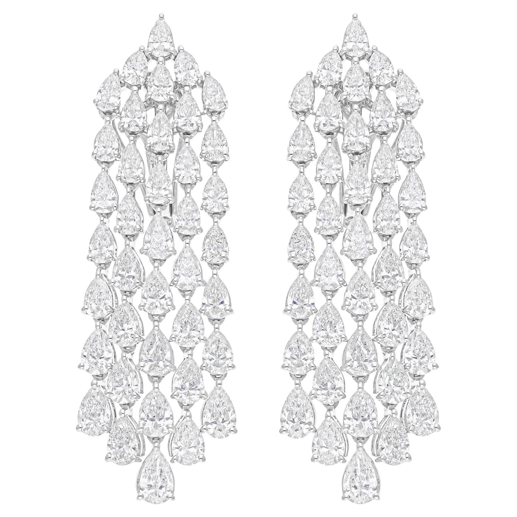 10.93 Carat SI/H Pear Brilliant Cut Diamond Earrings 18 Karat White Gold Jewelry