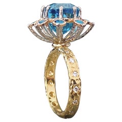 10.93 Carat Zircon Blue Diamond Cocktail Ring