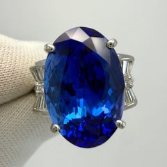 10.93 Natural Deep Violet Blue AAAA Tanzanite Oval Cut Diamond Cocktail Ring