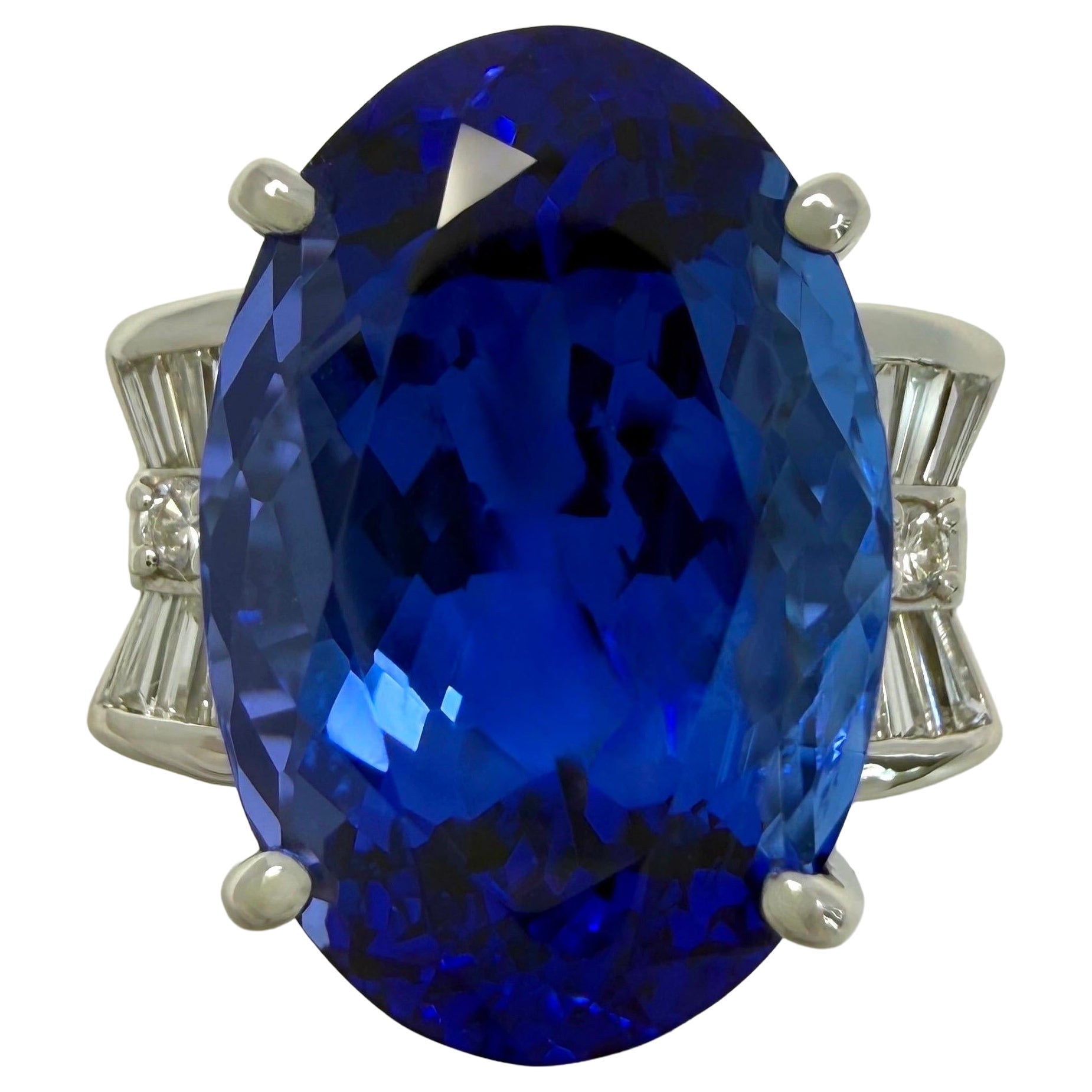 10,93 Natürlicher tief violettblauer AAAA Tansanit-Cocktailring mit Diamant-Ovalschliff