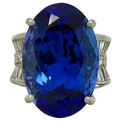 10.93 Natural Deep Violet Blue AAAA Tanzanite Oval Cut Diamond Cocktail Ring