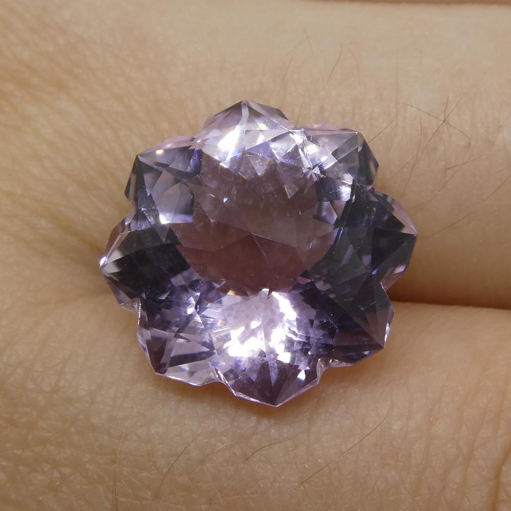 Descrizione:

Tipo di gemma: Ametista
Numero di pietre: 1
Peso: 10,93 carati
Misure: 10,40x10,40x10,30mm
Forma: Fiore
Stile di taglio: Taglio a fantasia floreale
Stile di taglio Corona: Taglio fantasia
Padiglione dello stile di taglio: Taglio