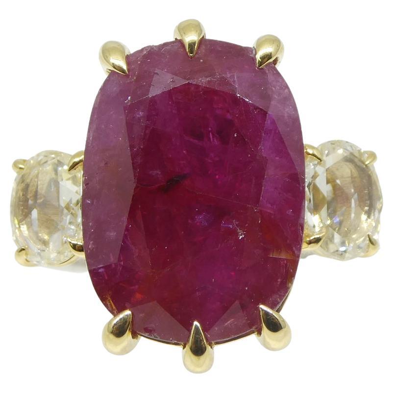 10.94ct Red Ruby, Diamond Engagement Ring set in 18k White and Yellow ...