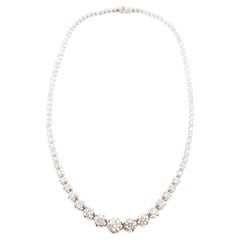 10.90 Carat Diamond White Gold Riviera Graduated Tennis Necklace