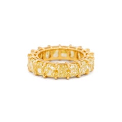 10.96 Carat Yellow Radiant Cut Diamond Eternity Band Ring