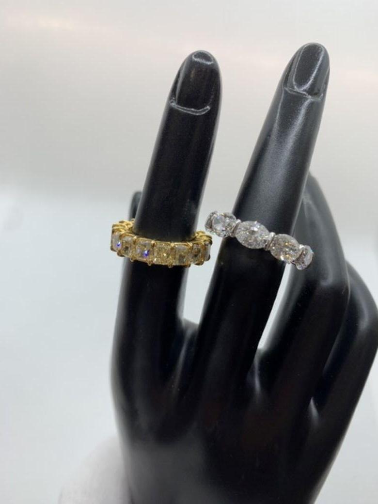 10.96 Carat Yellow Radiant Cut Diamond Eternity Band Ring For Sale 2