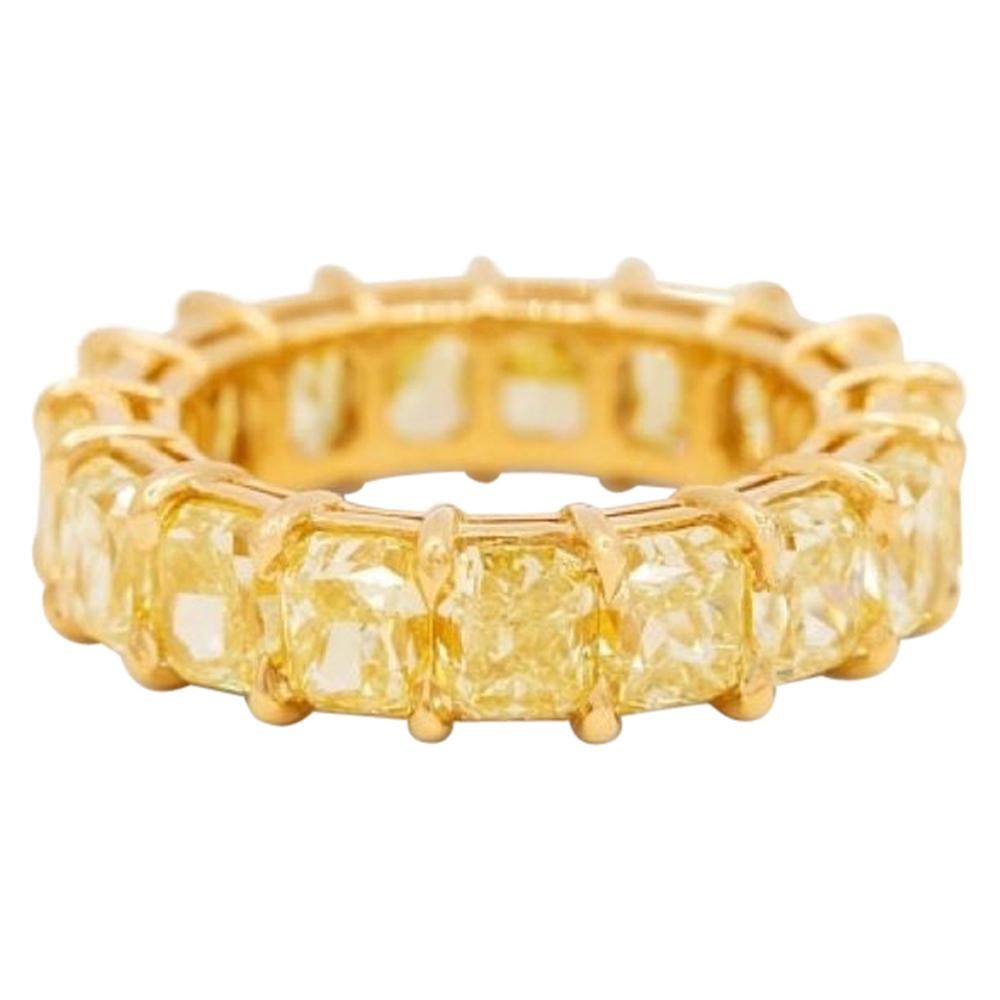 10.96 Carat Yellow Radiant Cut Diamond Eternity Band Ring
