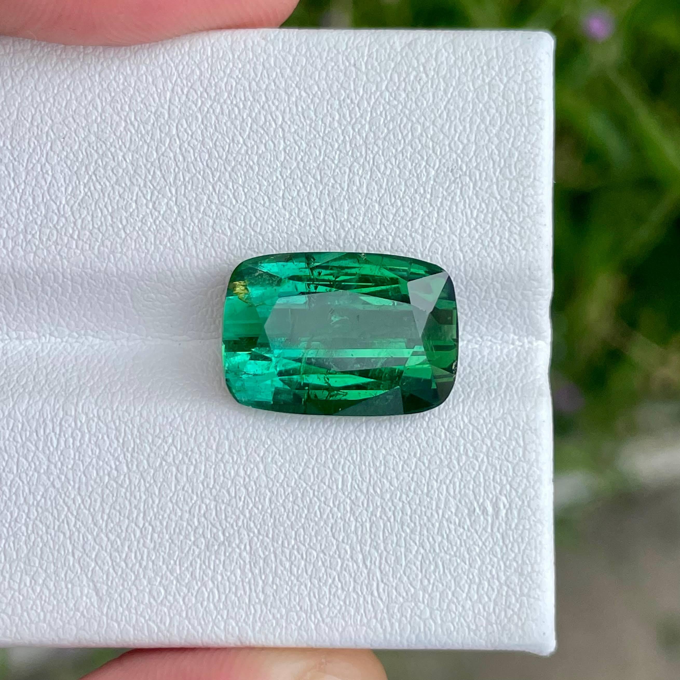 Weight 10.95 carats
Dimensions 15.5x10.9x7.6 mm
Treatment none 
Origin Africa 
Clarity SI
Shape cushion 
Cut fancy cushion 



The 10.95 carat Greenish Blue Tourmaline stone, meticulously cut into a cushion shape, is a striking example of African