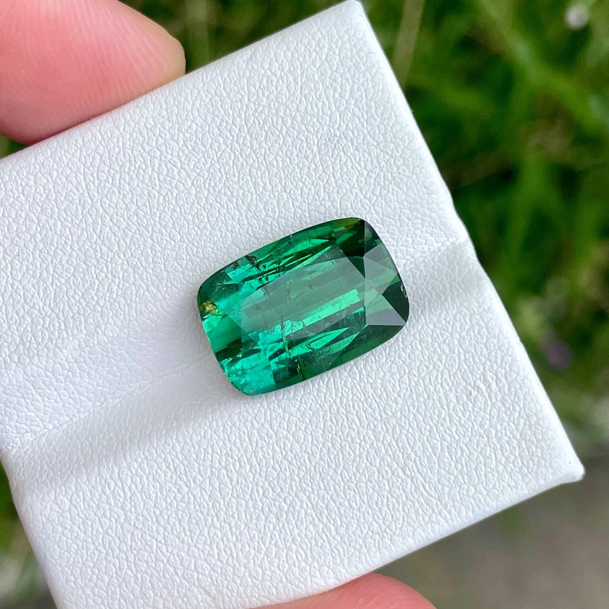 Women's or Men's 10.95 carats Greenish Blue Tourmaline Stone Cushion Cut African Gemstone For Sale