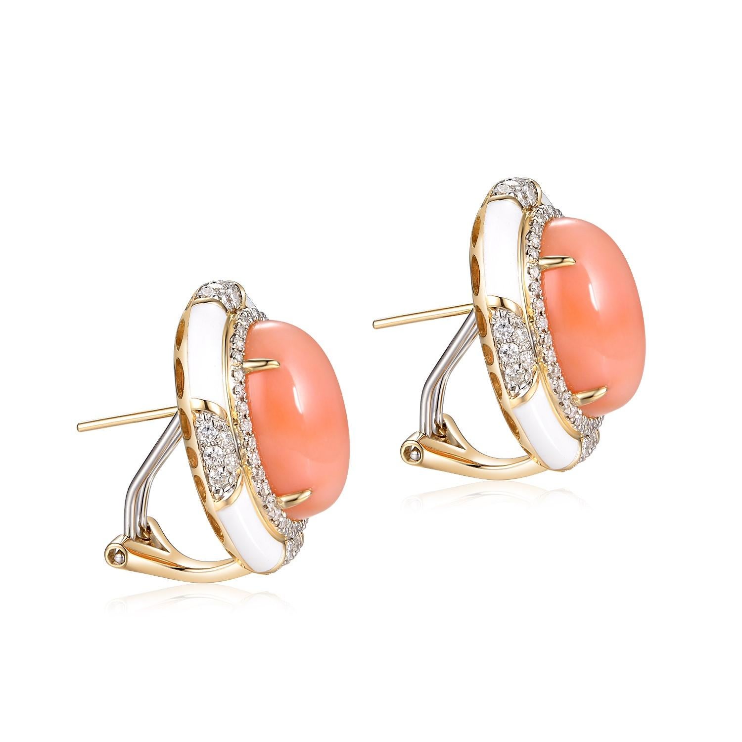 The alluring charm of coral, a gift from the heart of the ocean, takes a radiant form in these exquisite earrings. A perfect union of nature's artistry and human craftsmanship, these earrings exude a refined elegance that speaks volumes about the