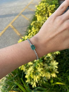 Bracciale tennis con diamanti 14K da 10,95tcw e bracciale con smeraldo naturale Greene & Greene