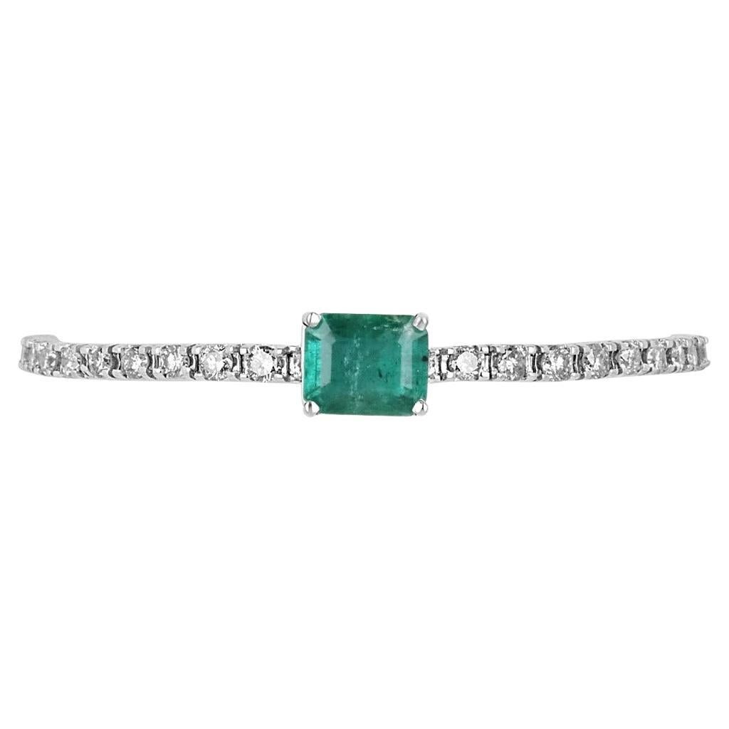 10.95tcw 14K Diamond Tennis Bracelet & Natural Bluish Green Emerald Bracelet  For Sale