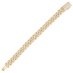 10.96 Carat Diamond Pave Curb Link Bracelet 14 Karat in Stock