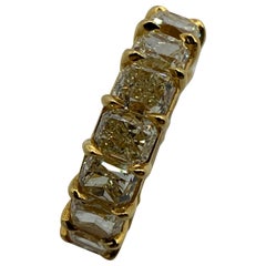 10.96 Carat Fancy Yellow Radiant Cut Diamond Eternity Band Ring