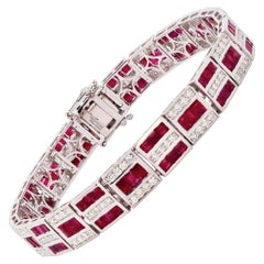 10.96ctw Ruby and 2.09ctw Diamond Platinum Bracelet