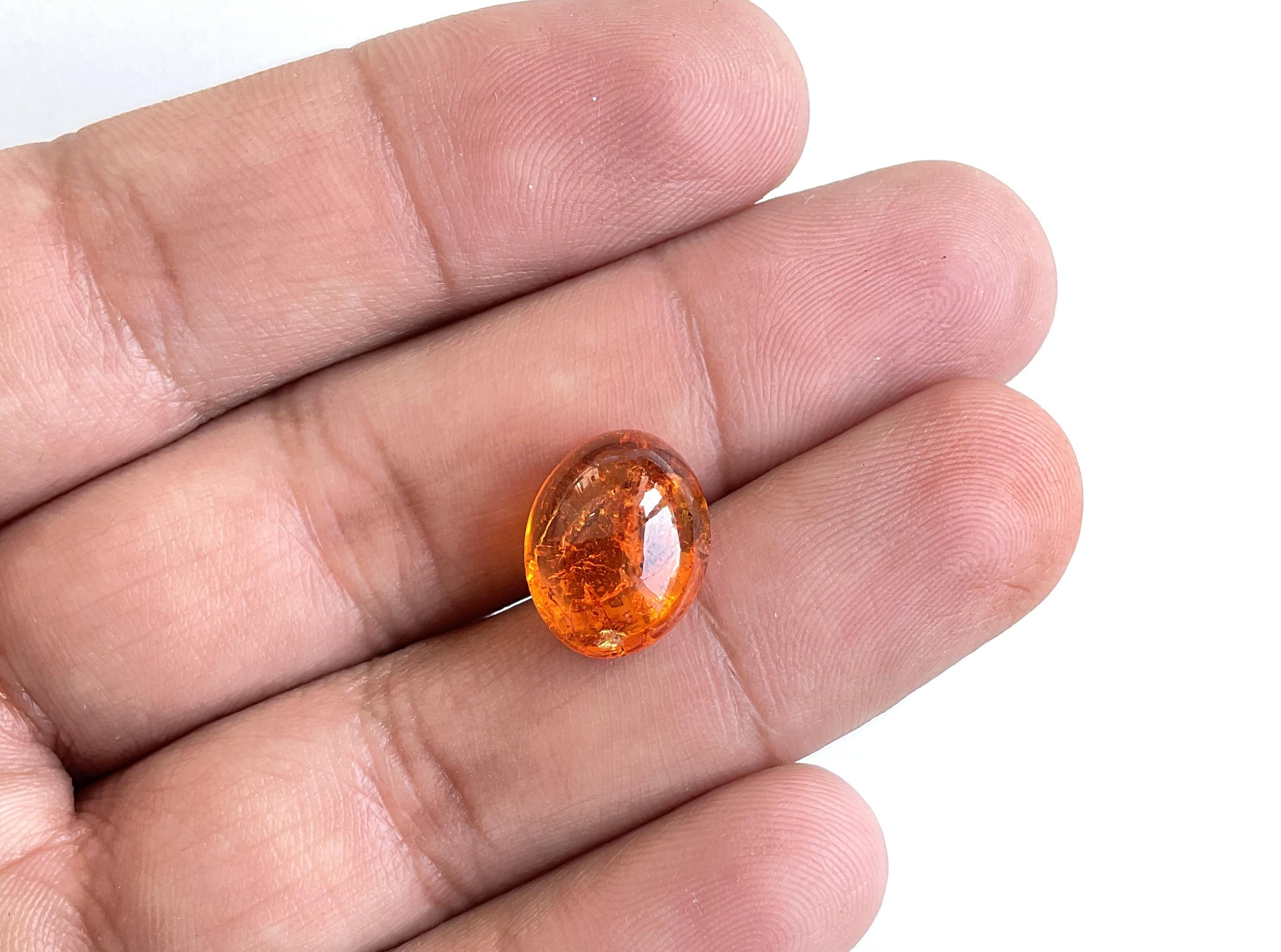 10.97 Carati di Granato Fanta Spessartite Cabochon ovale di qualità superiore Nature in vendita 2