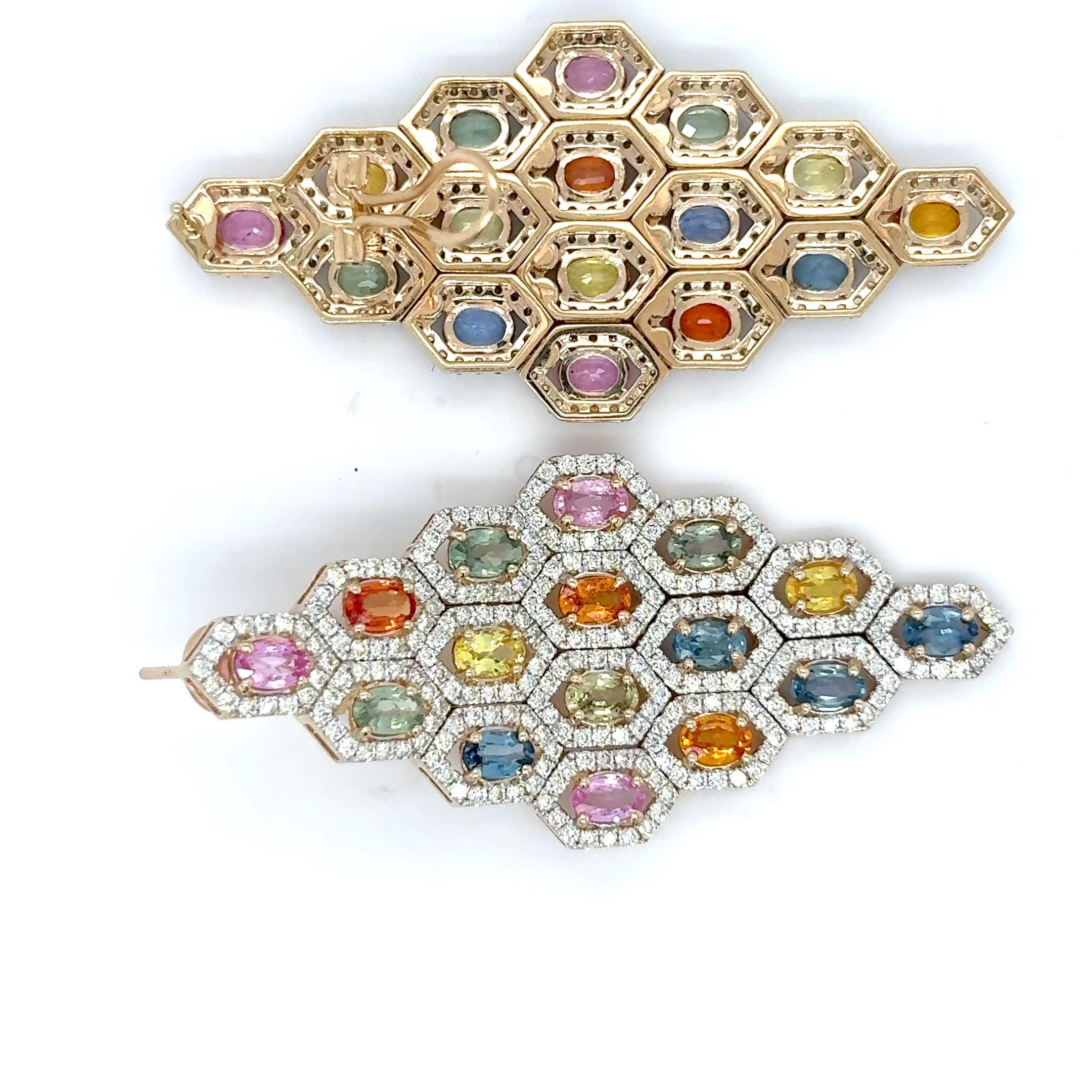 10,97 Karat Multicolor Saphir-Diamant-Ohrringe mit Ovalschliff im Angebot 9