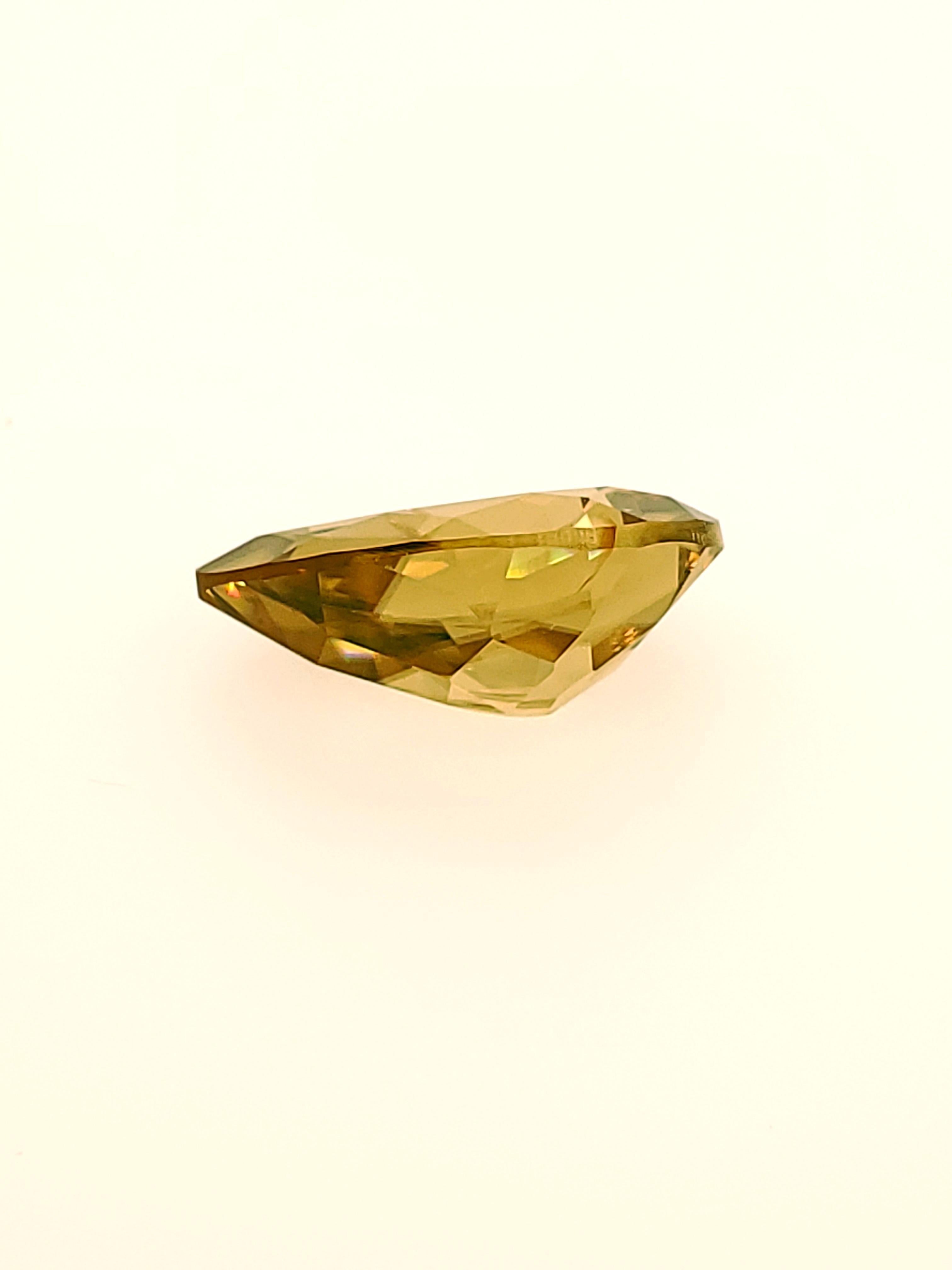 Women's or Men's 10.97ct Bright Yellow/Gold Pear Shaped Natural Zircon - U.S. Faceted For Sale
