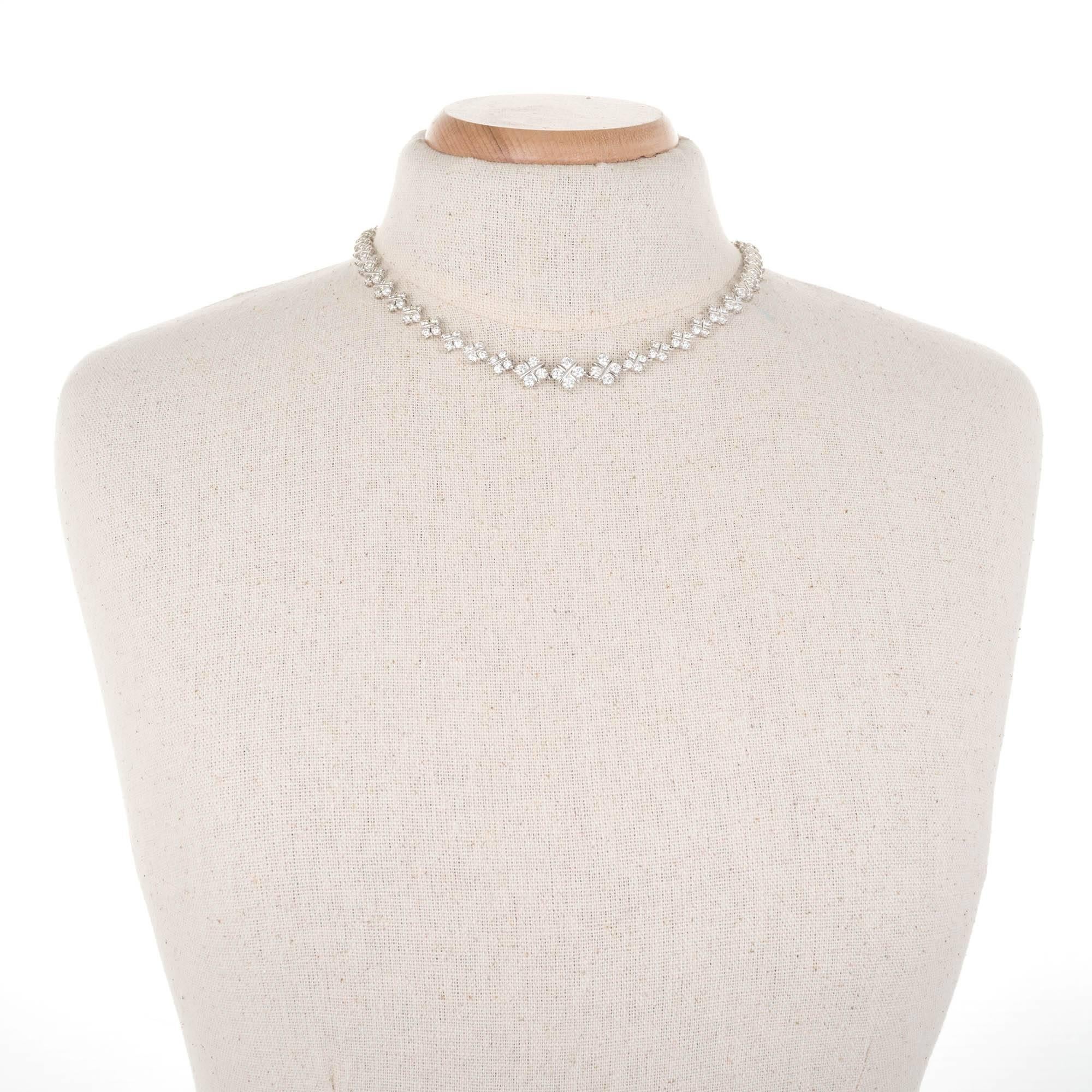 10,98 Karat Diamant X Glieder-Platin-Halskette Damen im Angebot