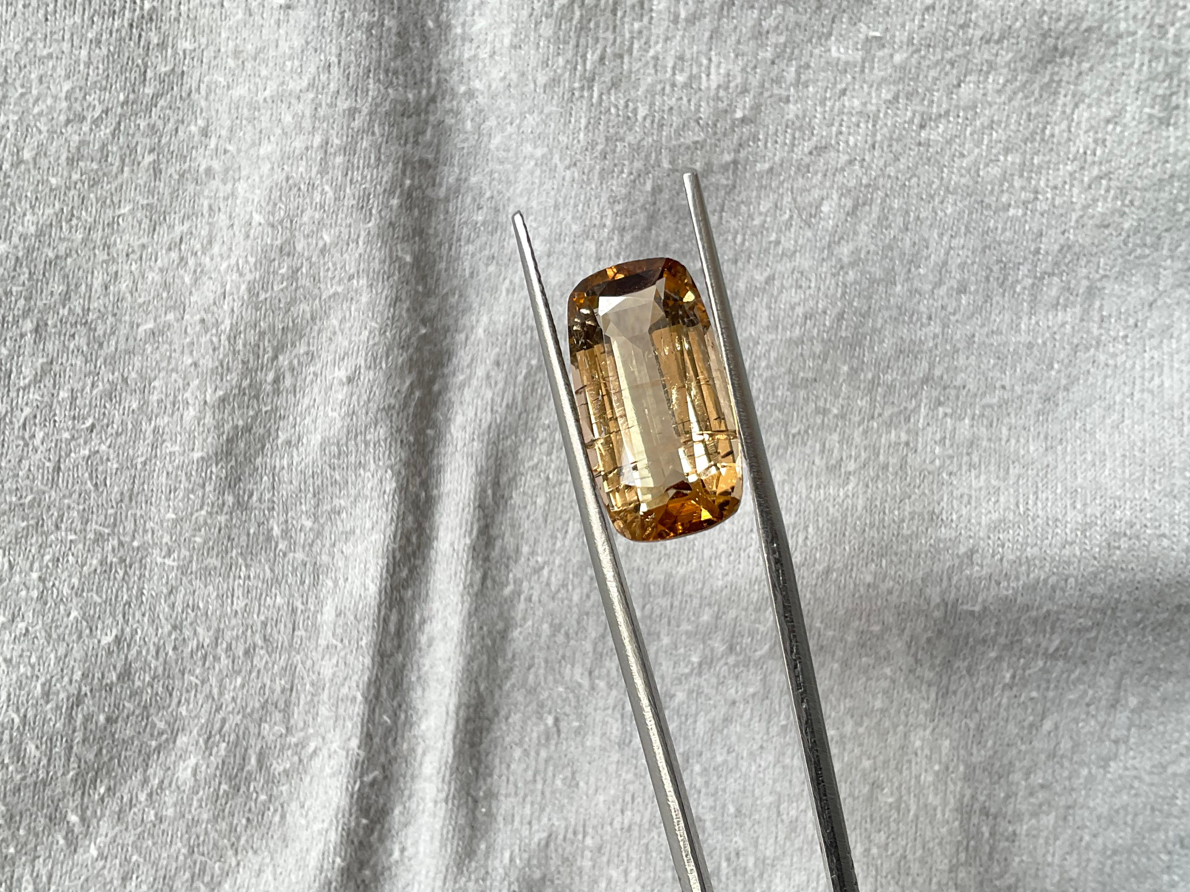 Art Deco 10.98 Carat Peach Tourmaline Cushion Faceted Cut Stone For Jewelry Natural Gem For Sale