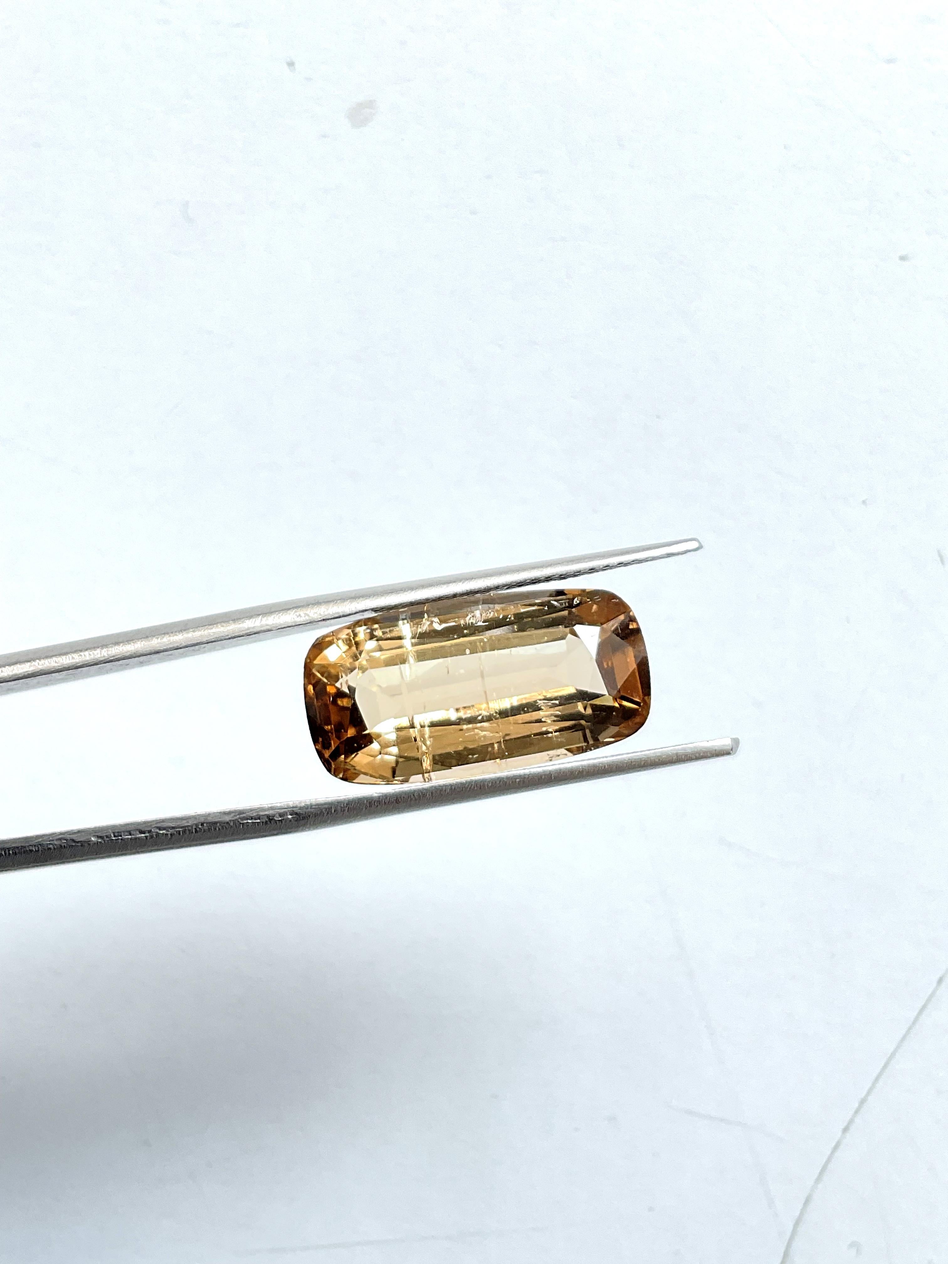 Women's or Men's 10.98 Carat Peach Tourmaline Cushion Faceted Cut Stone For Jewelry Natural Gem For Sale