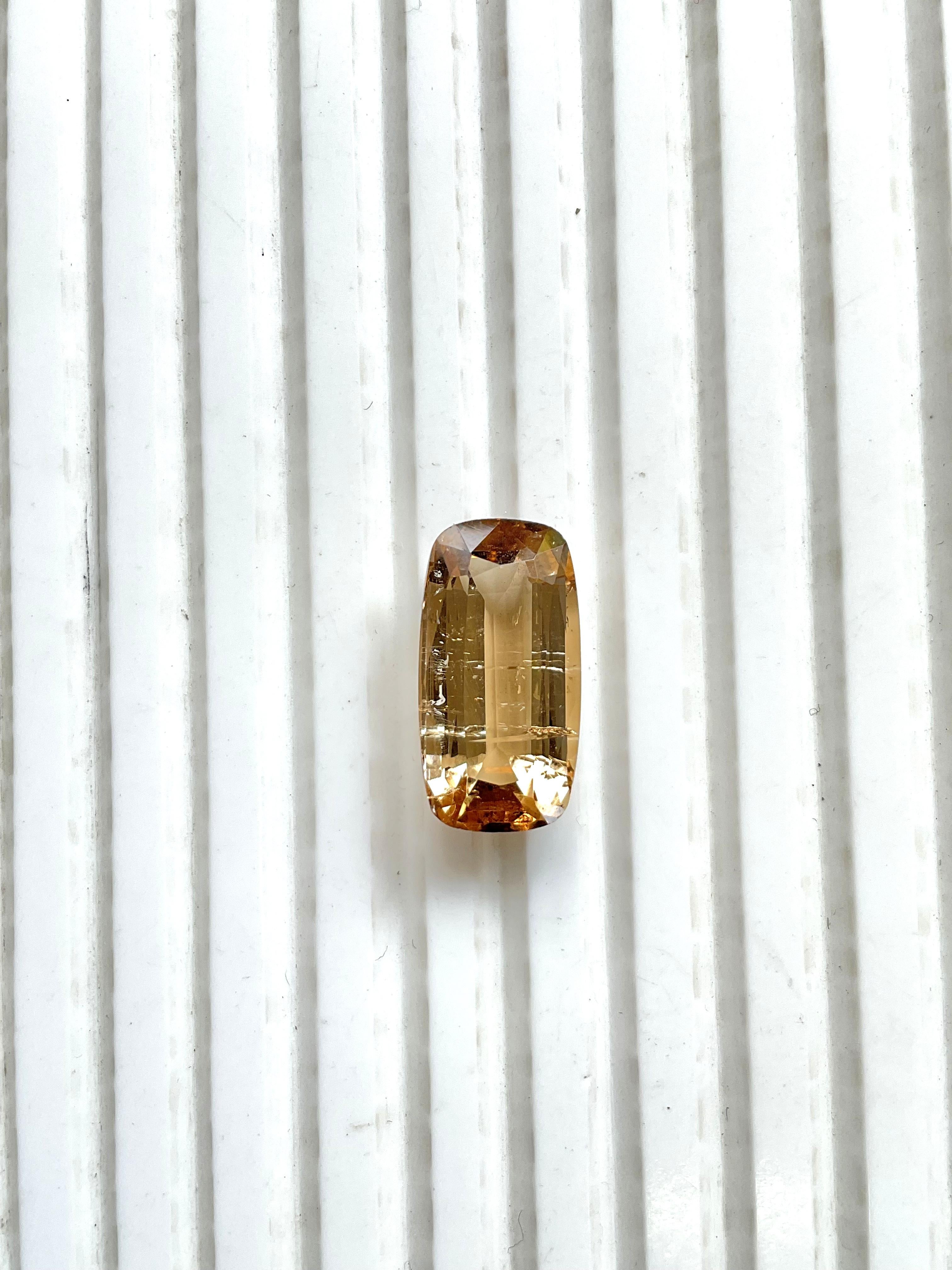 10.98 Carat Peach Tourmaline Cushion Faceted Cut Stone For Jewelry Natural Gem For Sale 2