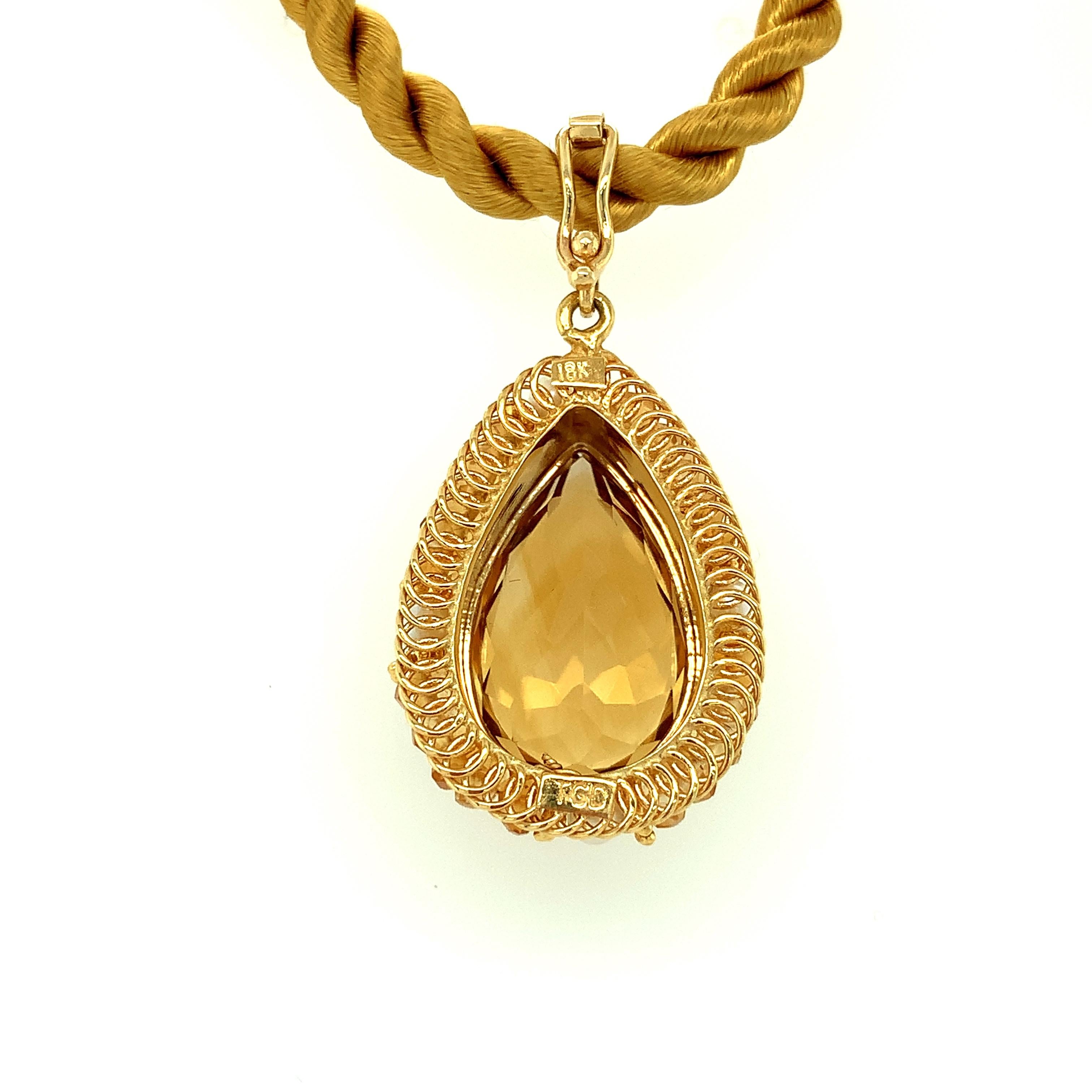 10.98 Carat Citrine and Pearl Teardrop Enhancer with 18k Yellow Gold Filigree  In New Condition In Los Angeles, CA