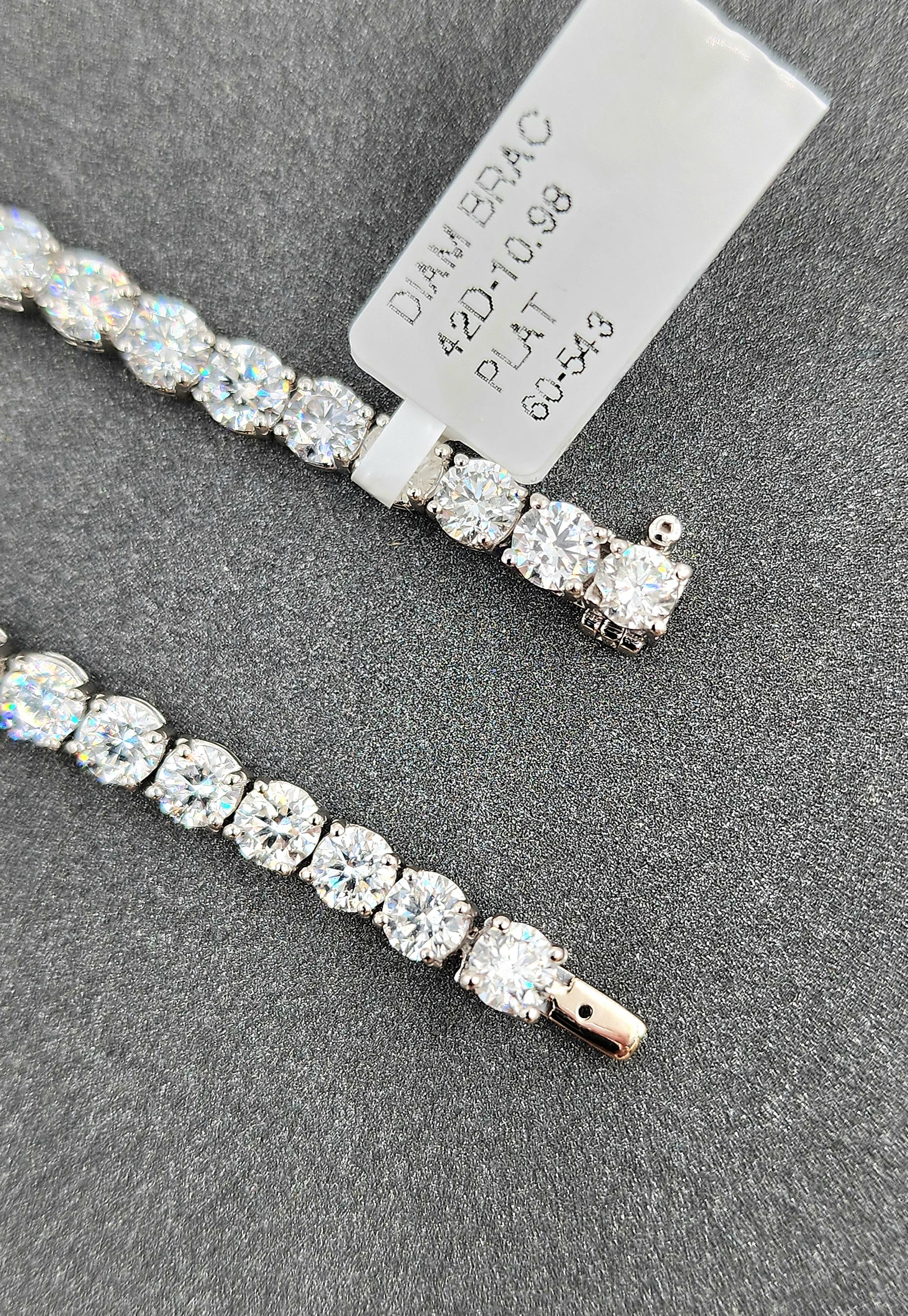 Taglio rotondo Bracciale tennis con diamanti da 10.98 carati