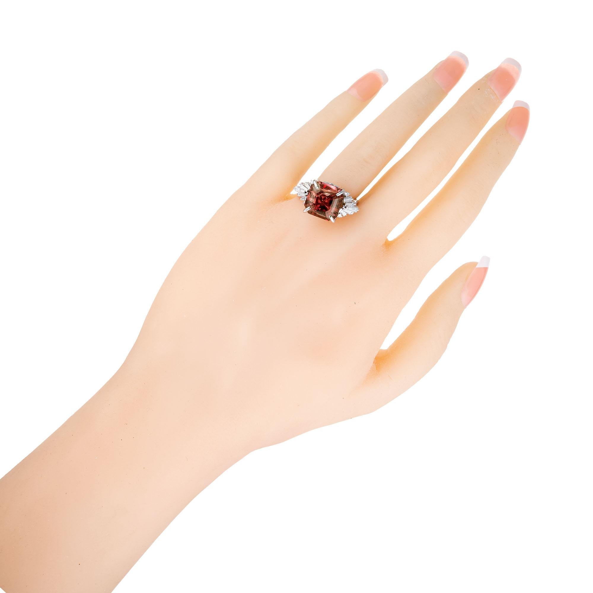 10.99 Carat Pyralspite Garnet Diamond Platinum Engagement Ring For Sale 5