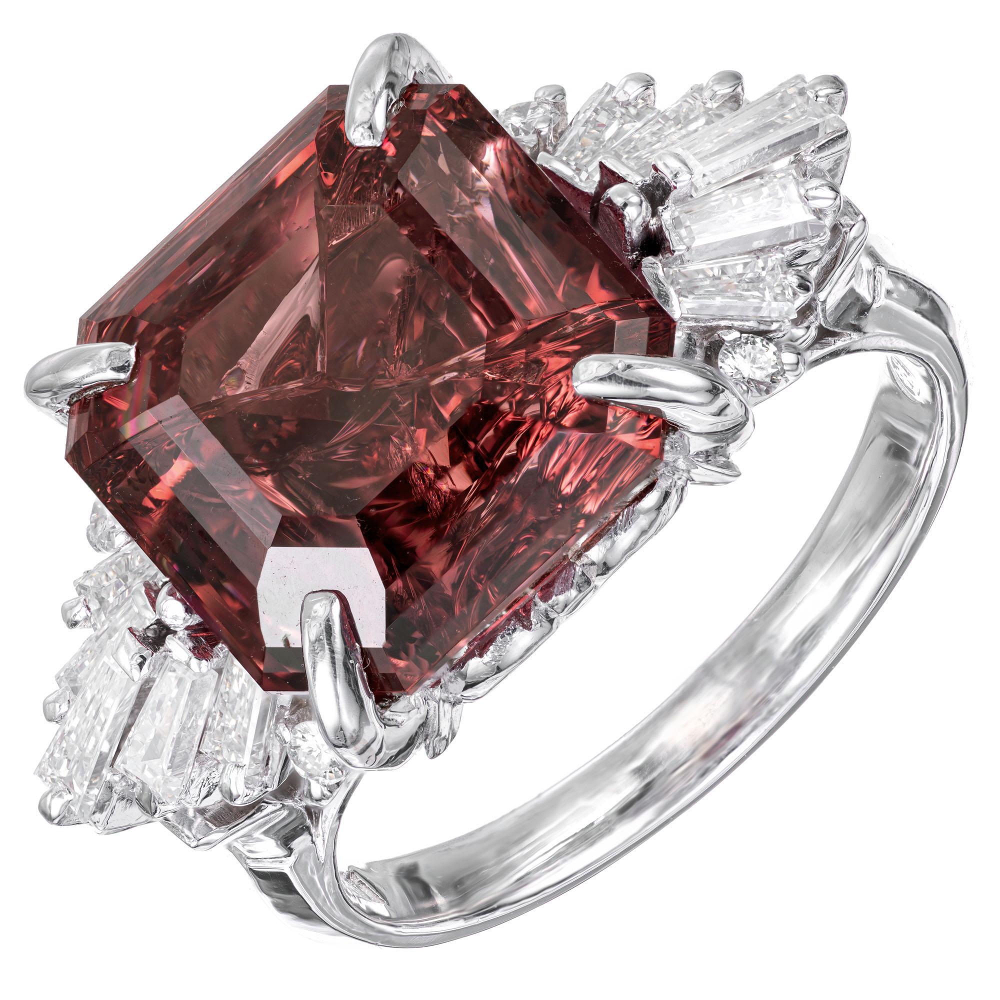 Women's 10.99 Carat Pyralspite Garnet Diamond Platinum Engagement Ring For Sale
