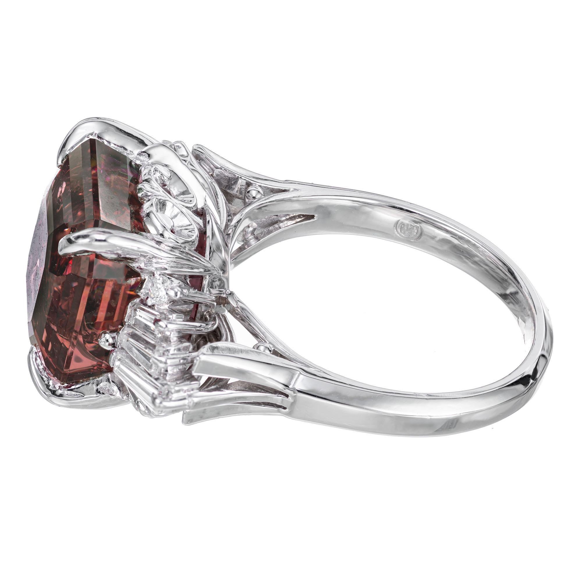 10.99 Carat Pyralspite Garnet Diamond Platinum Engagement Ring For Sale 1