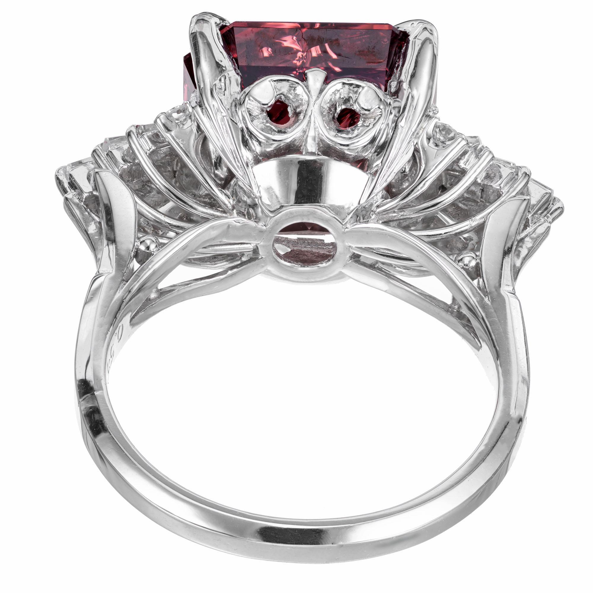 10.99 Carat Pyralspite Garnet Diamond Platinum Engagement Ring For Sale 2