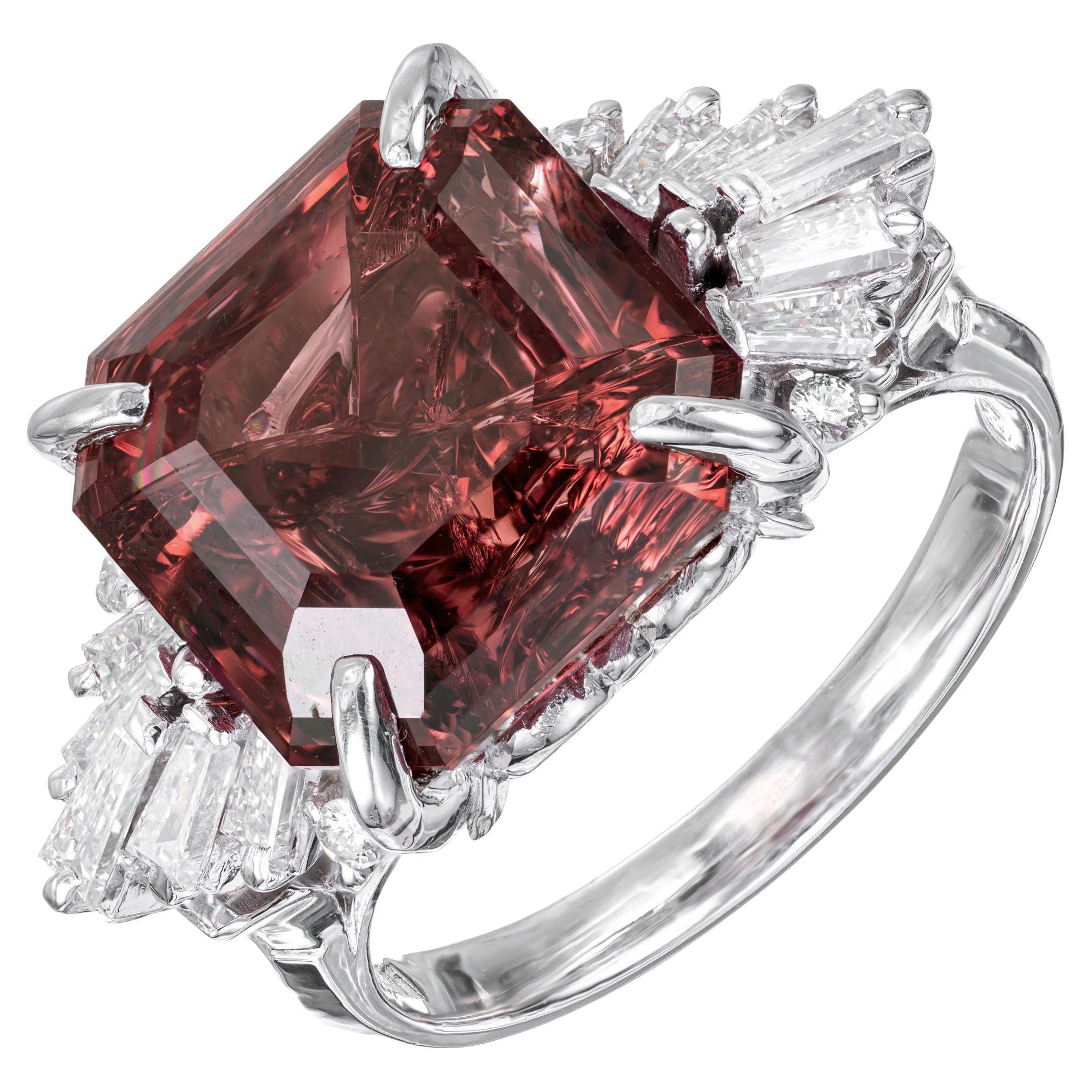 10.99 Carat Pyralspite Garnet Diamond Platinum Engagement Ring For Sale