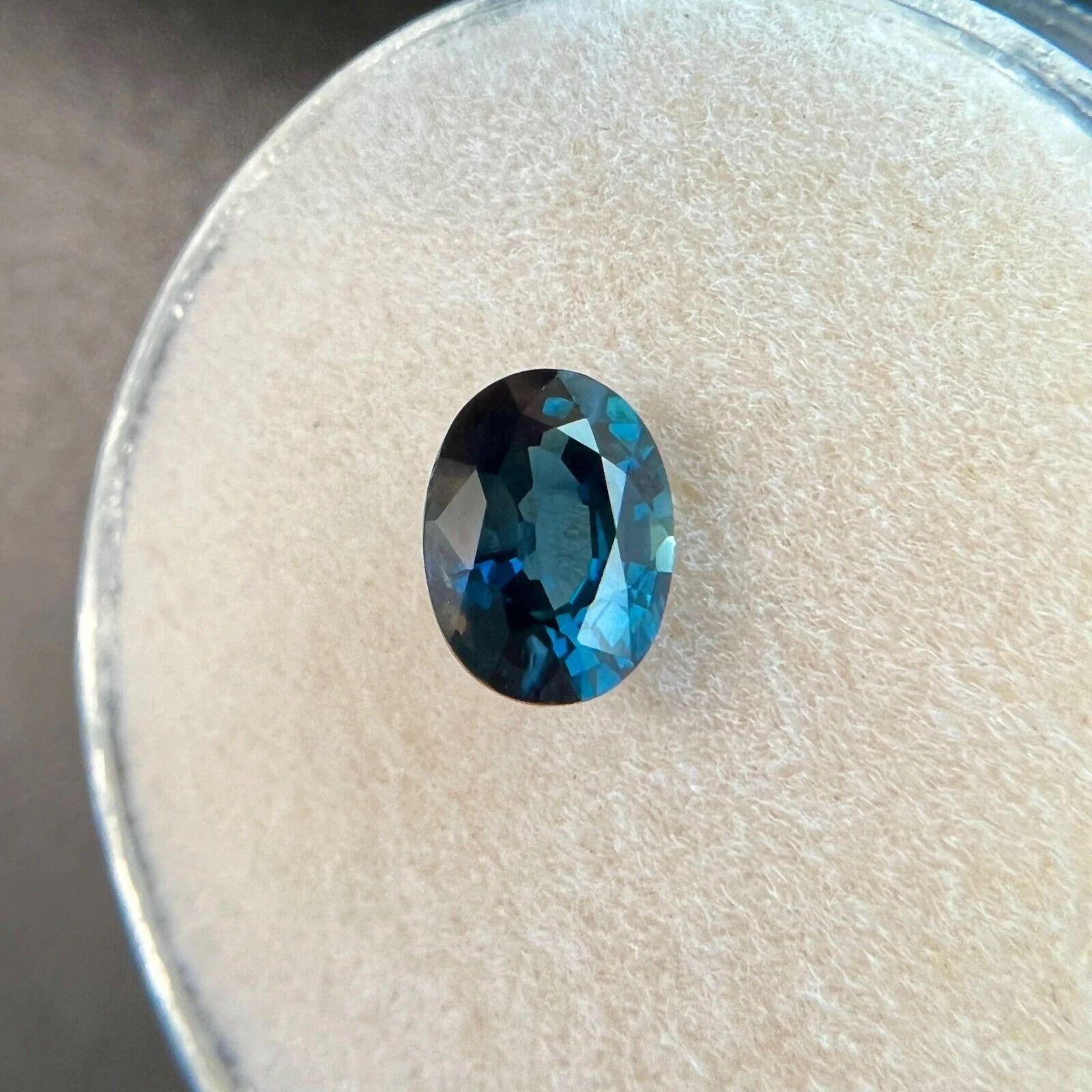 Women's or Men's 1.09ct AIG Certified Deep Rare Blue Sapphire Oval Cut Loose Gemstone For Sale