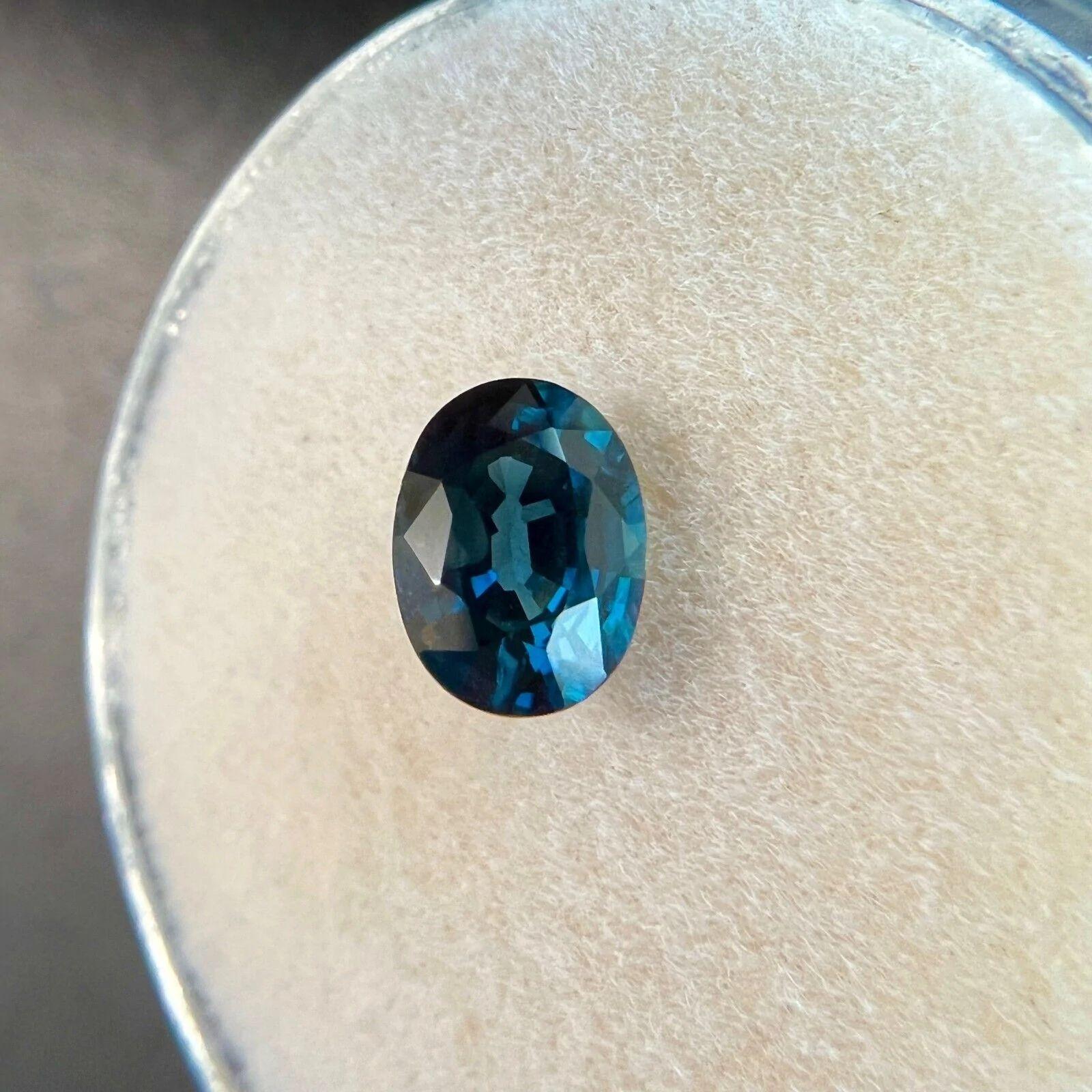 1.09ct AIG Certified Deep Rare Blue Sapphire Oval Cut Loose Gemstone For Sale 1
