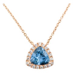 1.09ct Aquamarine & Diamond Pendant In Rose Gold