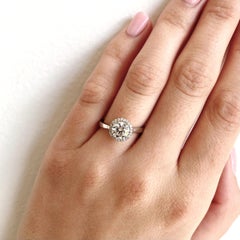 1.09ct Forevermatk Diamond Halo Engagement Ring in Platinum
