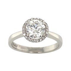 1.09ct Forevermatk Diamond Halo Engagement Ring in Platinum