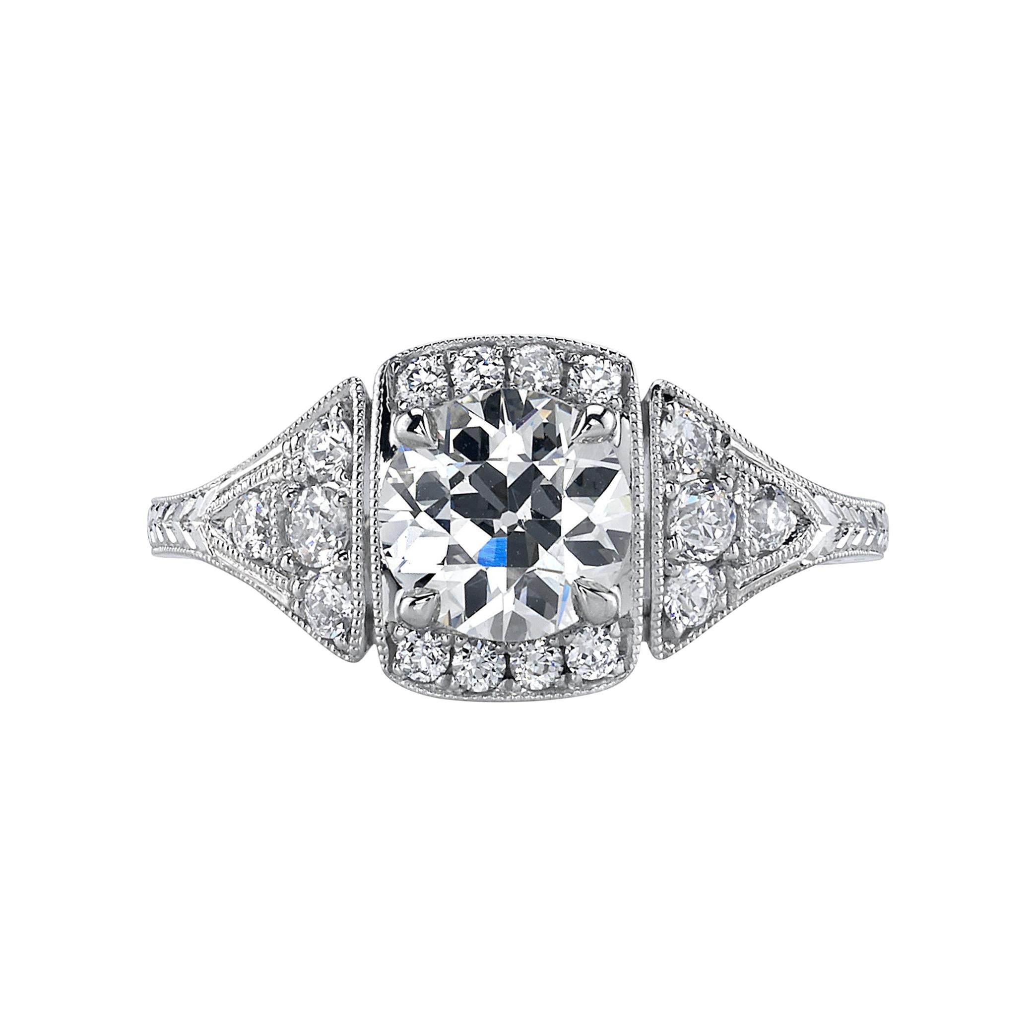 1.09 Carat Old European Cut Diamond Set in a Handcrafted Platinum Ring