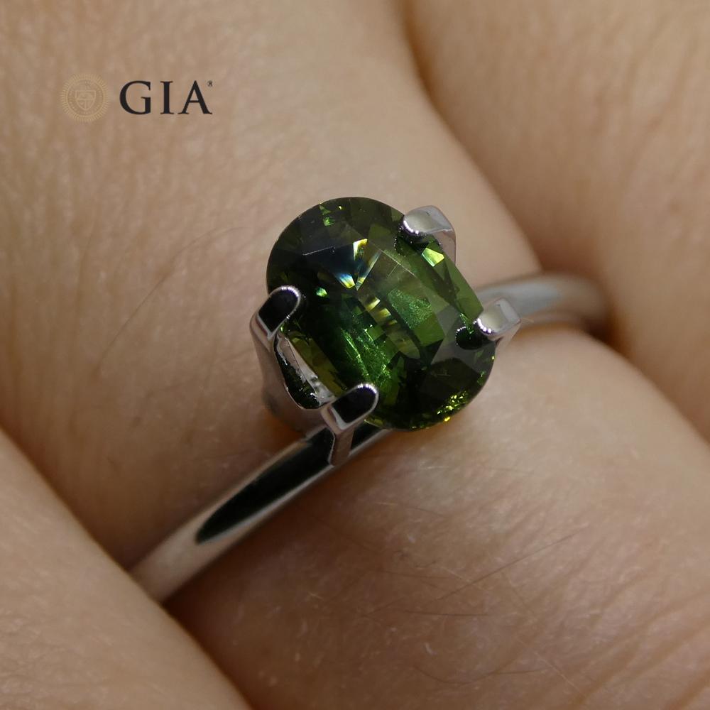 1.09ct Oval Teal Green Sapphire GIA Certified Australian For Sale 1