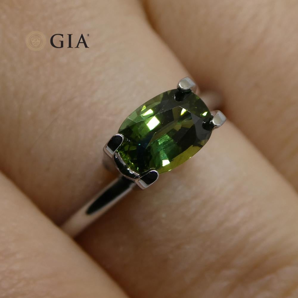 1.09ct Oval Teal Green Sapphire GIA Certified Australian For Sale 2