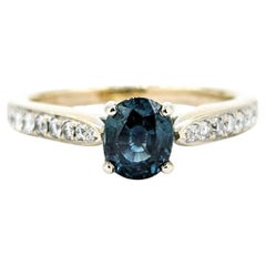 Anillo de zafiro y diamantes de 1,09 ct en oro amarillo y blanco bicolor