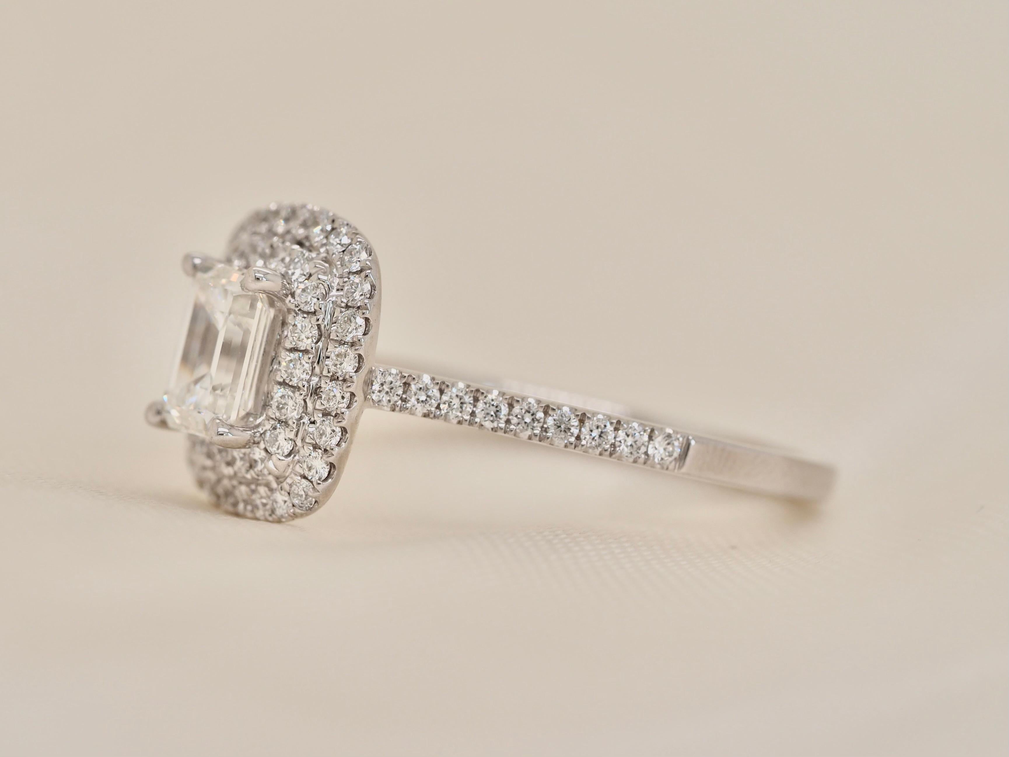 emerald cut double halo engagement rings