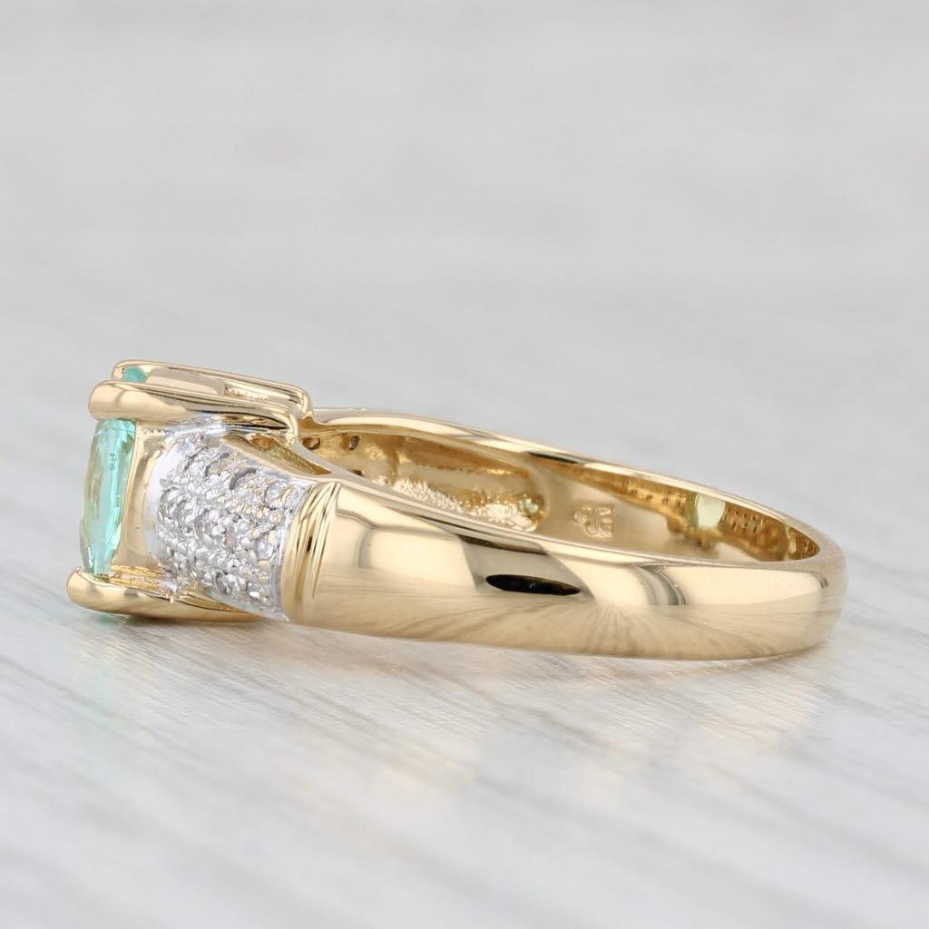 1,09 Karat Grüner Turmalin Diamantring 18k Gelbgold Größe 7 im Angebot 5