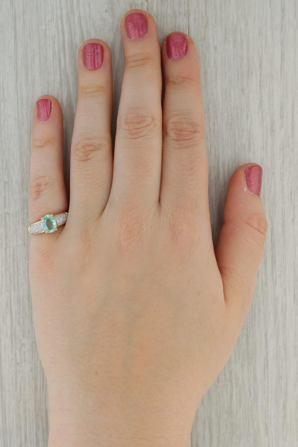 1,09 Karat Grüner Turmalin Diamantring 18k Gelbgold Größe 7 im Zustand „Gut“ im Angebot in McLeansville, NC