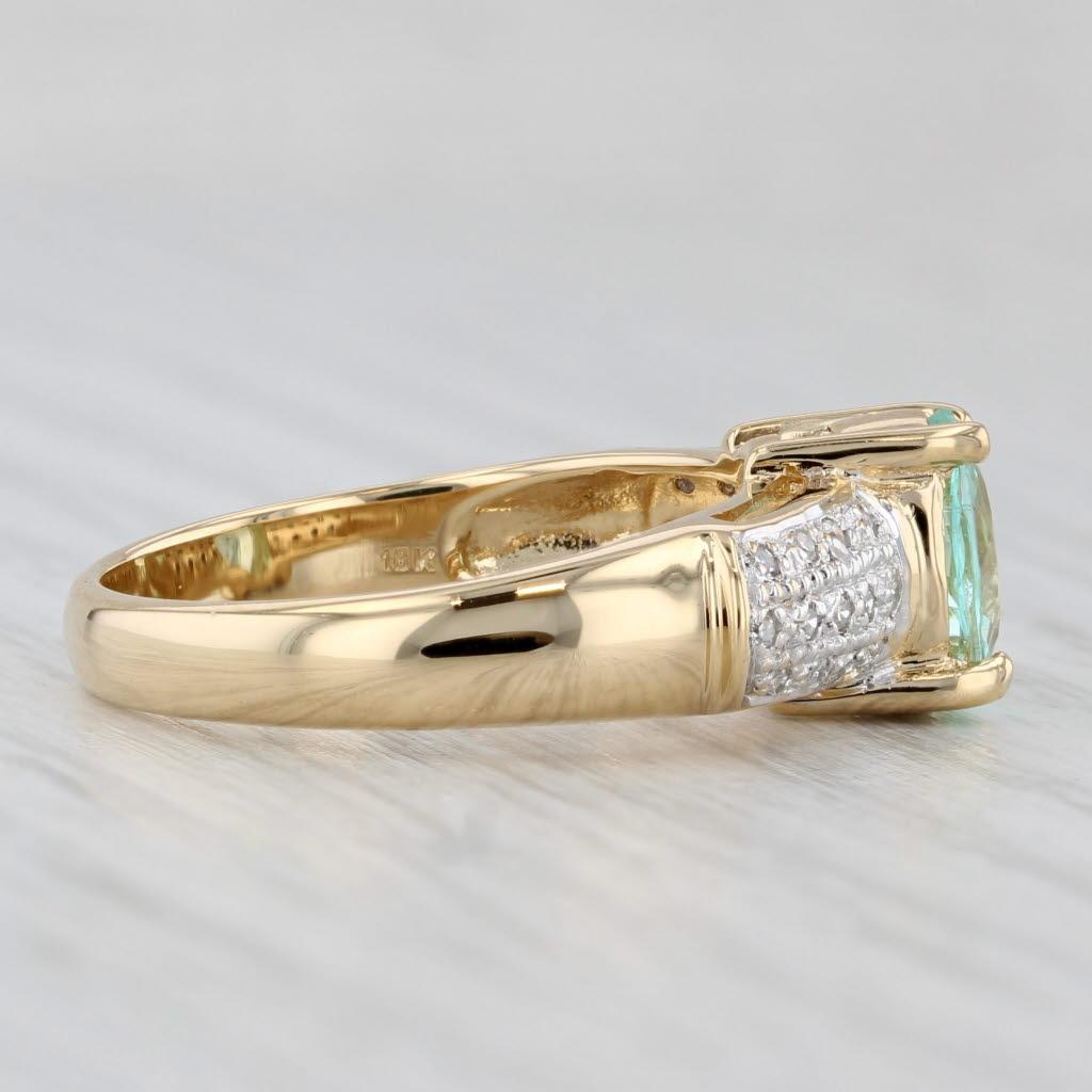 1,09 Karat Grüner Turmalin Diamantring 18k Gelbgold Größe 7 im Angebot 2